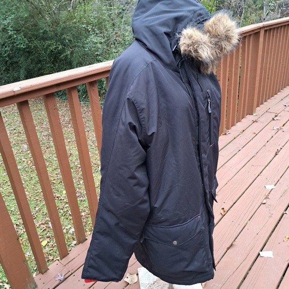 Timberland Hooded Parka Mens LXL/TG Fleece Lined Faux Hood Zip Jacket Coat Black - Picture 11 of 15